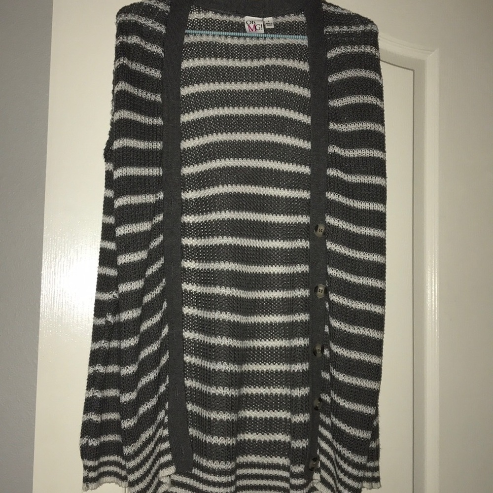 Grey and white striped sweater